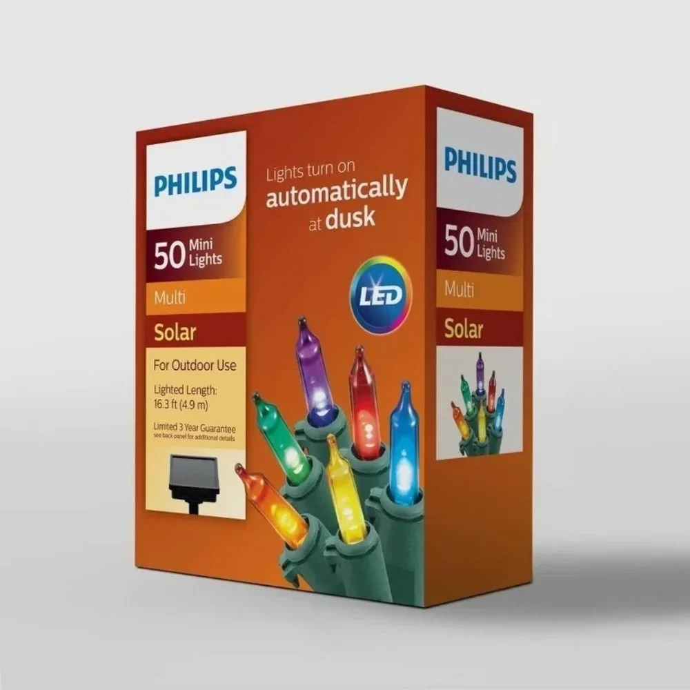 Philips 50ct Smooth LED Solar Mini String Lights with Green Wire